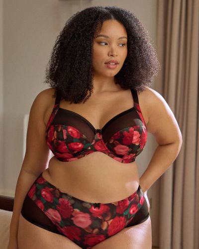 Sculptresse by Panache Bliss Deep Brief Rose Print Normal rise, high leg brief. L/40 - 5XL/50 10682A-ROSE