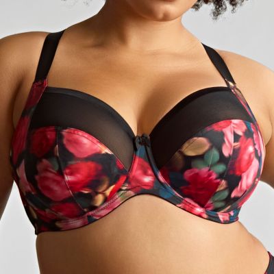 Sculptresse by Panache Bliss Full Cup Bra Rose Print Underwired non-padded full cup bra. 75-105, E-O 10685B-ROSE