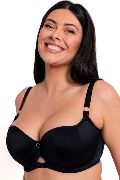 Curvy Kate Boost Me Up Padded Balcony Bra Black Underwired, padded push up balcony bra 65-105, E-M CK-027-106-BLK