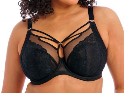 Elomi Brianna UW Plunge Bra Black Underwired, full cup plunge bra. 70-100, F-O EL8080-BLK