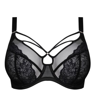 Elomi Brianna UW Plunge Bra Black Underwired, full cup plunge bra. 70-100, F-O EL8080-BLK