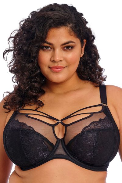 Elomi Brianna UW Plunge Bra Black Underwired, full cup plunge bra. 70-100, F-O EL8080-BLK