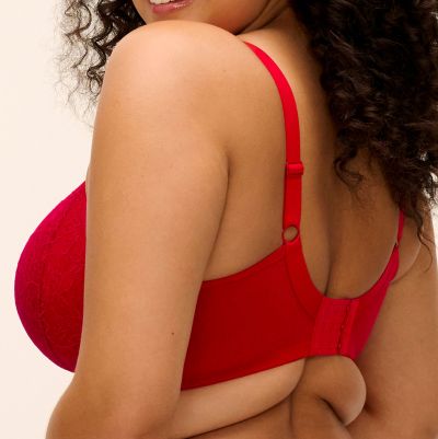 Elomi Brianna UW Plunge Bra - Haute Red Underwired, full cup plunge bra. 70-100, F-O EL8080-HAD