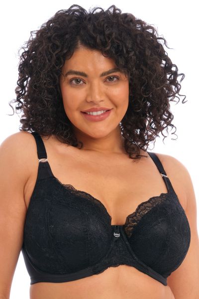 Elomi Brianna UW Padded Half Cup Bra Black Underwired, padded, half cup bra. 70-100, E-L EL8081-BLK