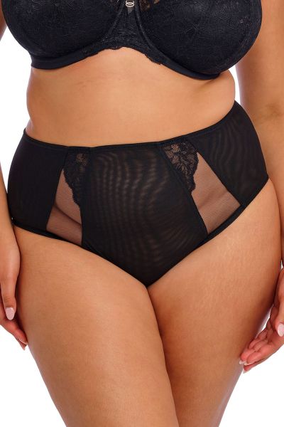 Elomi Brianna Full Brief - Black Mesh and lace briefs. 40-50 EL8085-BLK