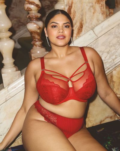 Elomi Brianna UW Plunge Bra - Haute Red Underwired, full cup plunge bra. 70-100, F-O EL8080-HAD