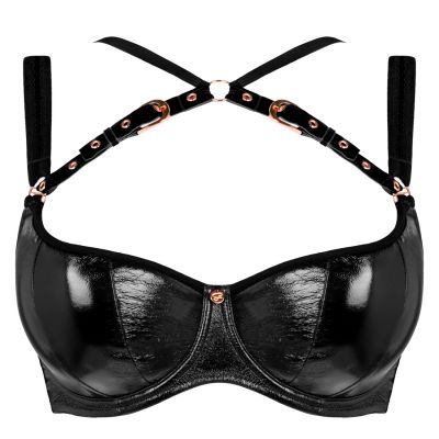 Scantilly by Curvy Kate Buckle Up Padded Half Cup Bra Black Underwired, padded half cup bra 65-85, E-L ST-015-105-BLK