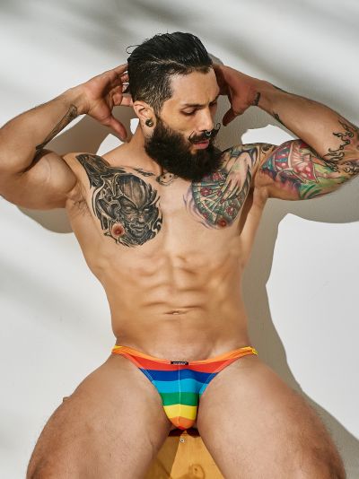 Cut4Men - C4M C4M03 Thong rainbow Thong 93% Polyester, 7% Elastane S-XL C4M03_rainbow