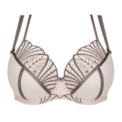Gorsenia Caffe Latte Soft Bra Black Underwired, non-padded bra with decorative double straps. 70-100, D-M K837