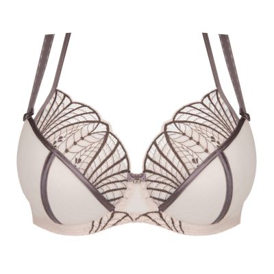 Gorsenia Caffe Latte Soft Bra Black Underwired, non-padded bra with decorative double straps. 70-100, D-M K837