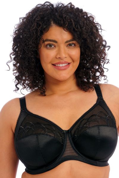 Elomi Cate Full Cup Bra Black Underwired, non-padded banded bra in full cup 75-105, E-O EL4030-BLK