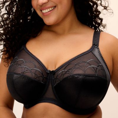 Elomi Cate Full Cup Bra - Black Underwired, non-padded banded bra in full cup 75-105, E-O EL4030-BLK