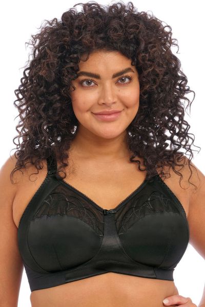 Elomi Cate Non Wired Soft Cup Bra Black Wireless, non-padded full cup bra. 80-110, D-I EL4033-BLK