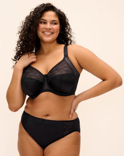 Elomi Cate Full Cup Bra - Black Underwired, non-padded banded bra in full cup 75-105, E-O EL4030-BLK