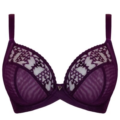 Curvy Kate Centre Stage Full Cup Plunge Bra Fig Underwired, non padded full cup plunge bra in soft mesh 65-105, E-M CK-033-101-FIG