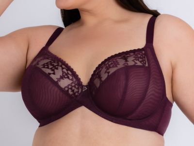 Curvy Kate Centre Stage Full Cup Plunge Bra Fig Underwired, non padded full cup plunge bra in soft mesh 65-105, E-M CK-033-101-FIG