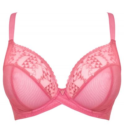 Curvy Kate Centre Stage Full Cup Plunge Bra Pink Underwired, non padded full cup plunge bra in soft mesh 65-105, E-M CK-033-101-PIN