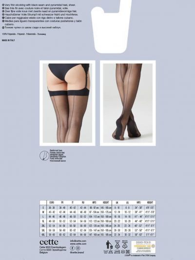 Cette Berlin Seam Stockings Black 15 den Silicone free stockings with seam at the back. S-4XL 328-12-902