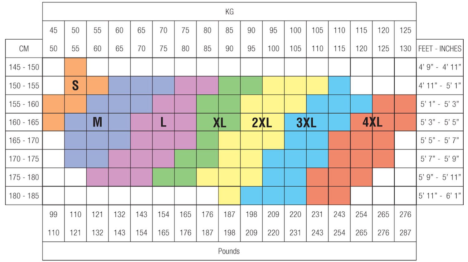 Hosiery Size Chart