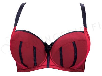 Parfait Lingerie Charlotte Padded Bra Black Rio Red Underwired, slightly padded balconnet 70-100, D-H P6901-RIO