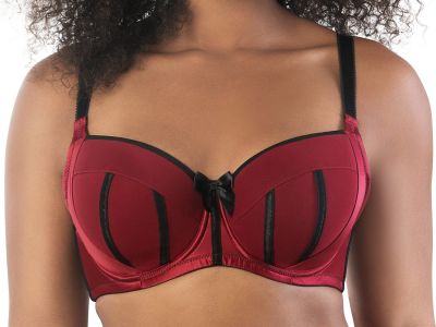 Parfait Lingerie Charlotte Padded Bra Black Rio Red Underwired, slightly padded balconnet 70-100, D-H P6901-RIO