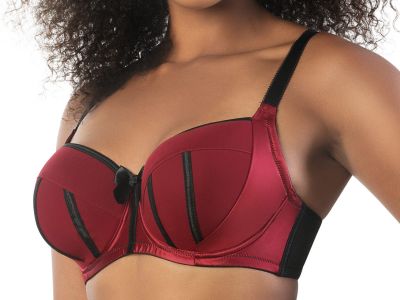 Parfait Lingerie Charlotte Padded Bra Black Rio Red Underwired, slightly padded balconnet 70-100, D-H P6901-RIO