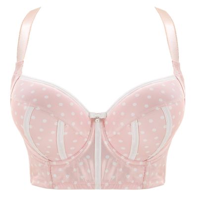 Parfait Lingerie Charlotte Padded Longline Bra Petal Pink Dot Underwired, lightly padded longline balconnet 70-90, D-H P6977-PPD