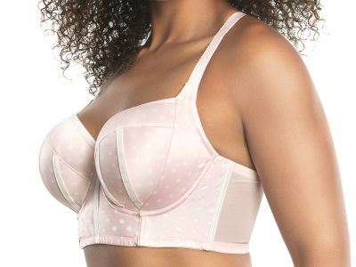 Parfait Lingerie Charlotte Padded Longline Bra Petal Pink Dot Underwired, lightly padded longline balconnet 70-90, D-H P6977-PPD