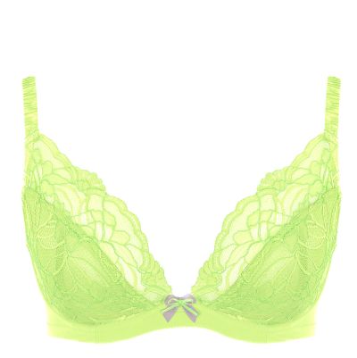 Panache Cherie UW Demi Bra Neon Lime Underwired, non-padded stretch lace bra with super low wiring. 60-85, D-I 11018-NEL