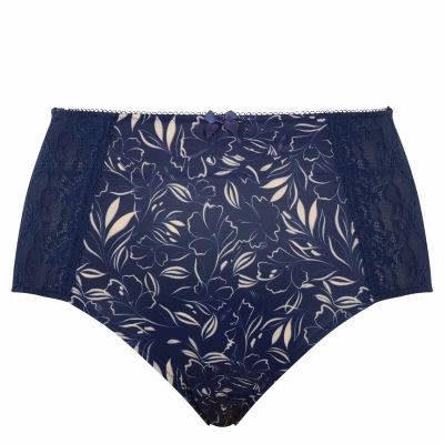 Sculptresse by Panache Chi Chi High Waist Brief Blue Meadow High rise brief with see-through mesh back. 38-50 7692-BLW