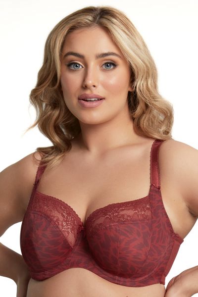 Sculptresse by Panache Chi Chi Balconnet Bra Red Animal Underwired non-padded full cup bra 75-105, D-HH 7695-REL