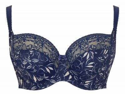 Sculptresse by Panache Chi Chi Balconnet Bra Blue Meadow Underwired non-padded full cup bra. 75-105, D-HH 7695-BLW