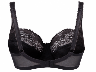 Panache Clara Full Cup Bra Charcoal Black Underwired, unpadded full cup lace bra 65-85, D-J 7255