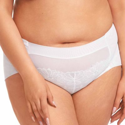 Nessa Coco Midi Brief White Normal rise mesh brief with guipure front. 40-52 NO2-WHE