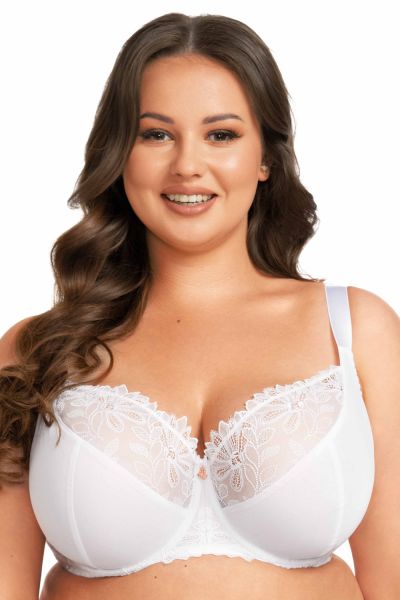 Nessa Coco Soft UW Bra White Underwired non-padded balconnet with guipure lace. 65-110, E-O COC-N500-WHE