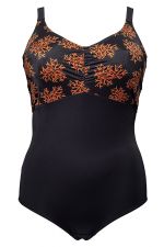 Coral Swimsuit Black and Orange