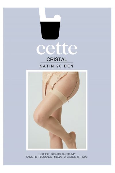Cette Cristal Sheer Stockings Black 20 den Silicone free stockings with reinforced top and toes. S-4XL 307-902