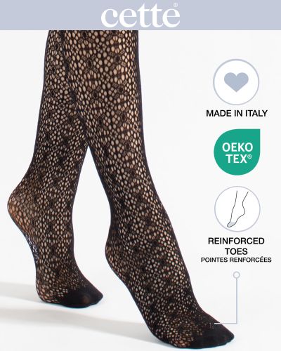 Cette Crochet Fishnet Tights - Black Crochet fishnet tights with elasticated waist. S/M - 2XL 445-902/BLK