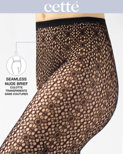 Cette Crochet Fishnet Tights - Black Crochet fishnet tights with elasticated waist. S/M - 2XL 445-902/BLK