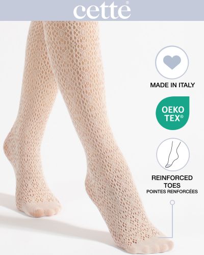 Cette Crochet Fishnet Tights - Off White Crochet fishnet tights with elasticated waist. S/M - 2XL 445-608/OFF