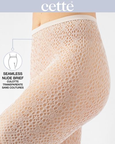 Cette Crochet Fishnet Tights - Off White Crochet fishnet tights with elasticated waist. S/M - 2XL 445-608/OFF