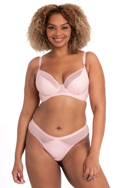 Curvy Kate Lucky Star Plunge Bra Blush Pink Wetlook Underwired, non-padded plunge bra 70-90, E-M CK-031-101-BLP