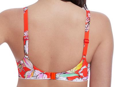Freya Swim Wild Flower Moulded Bikini Top Flame Floral Underwired, moulded and seamless plunge bikini top 60-85, E-J AS5882-FLE