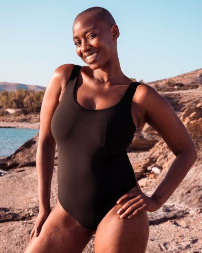 Curvy Kate Deep Dive Non Wired Swimsuit Black Non-wired, dual sized swimsuit. 65-90 E/F - O/P CS-028606-BLK