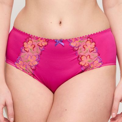 PrimaDonna Devdaha Full Brief - Very Berry Retro vibe briefs with colourful embroidery. M/40- 3XL/48 0563441-VEB