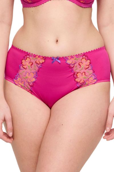 PrimaDonna Devdaha Full Brief - Very Berry Retro vibe briefs with colourful embroidery. M/40- 3XL/48 0563441-VEB