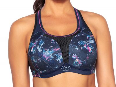 Ava Lingerie Dina UW Padded Sports Bra Navy Underwired, padded sports bra. 65-105, D-L DINA-NAVY