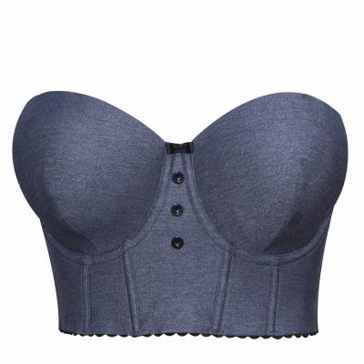 Parfait Lingerie Dolly Longline Strapless Bustier Dark Blue Denim Underwired, fully boned longline strapless bustier bra. M-2XL, S+-3XL+ (D-L cups) P50118-DBD