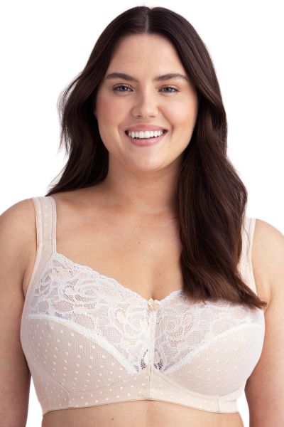 Miss Mary Dotty Bra Beige Non-wired full cup bra. 75-105 D-G MM-2606-BEI