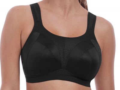 Freya Active Dynamic Non Wired Sports Bra Jet Non-wired, non-padded soft cup sports bra with racerback J-hook. 65-90, D-M AC4014-JET